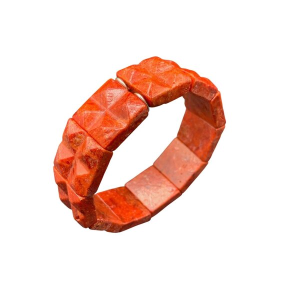 BARSE Coral Bracelet Apple Coral Sponge Coral Stretch Elastic Bracelet - Picture 1 of 6